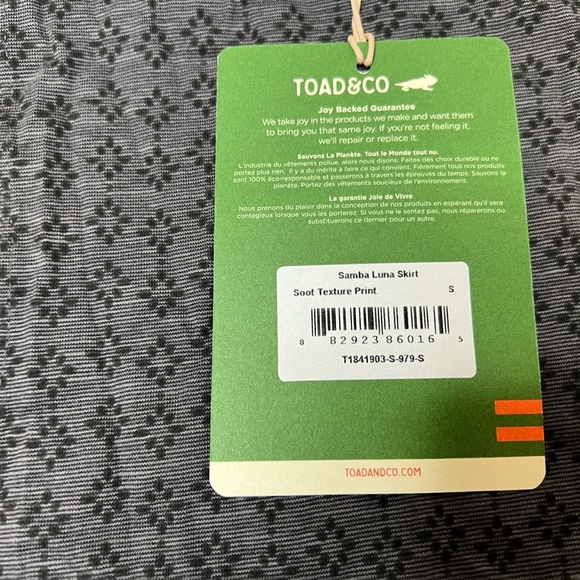Toad & Co Samba Luna Skirt Gray Printed Small Title Nine Organic Cotton NEW 356 - Picture 2 of 4